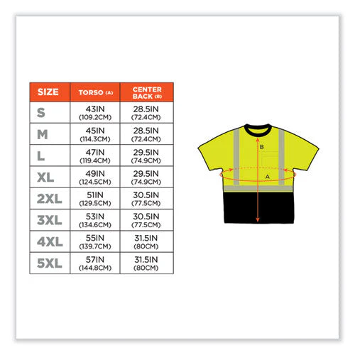 Glowear 8280bk Class 2 Performance T-shirt With Black Bottom, Polyester, X-large, Lime, Ships In 1-3 Business Days - Image 2