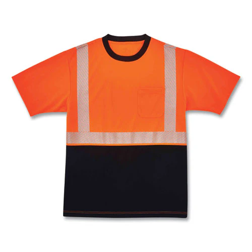 Glowear 8280bk Class 2 Performance T-shirt With Black Bottom, Polyester, Medium, Orange, Ships In 1-3 Business Days - Image 1