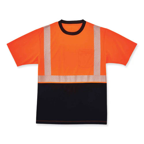 Glowear 8280bk Class 2 Performance T-shirt With Black Bottom, Polyester, Large, Orange, Ships In 1-3 Business Days - Image 1