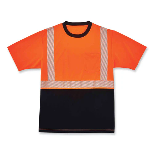 Glowear 8280bk Class 2 Performance T-shirt With Black Bottom, Polyester, 2x-large, Orange, Ships In 1-3 Business Days - Image 1