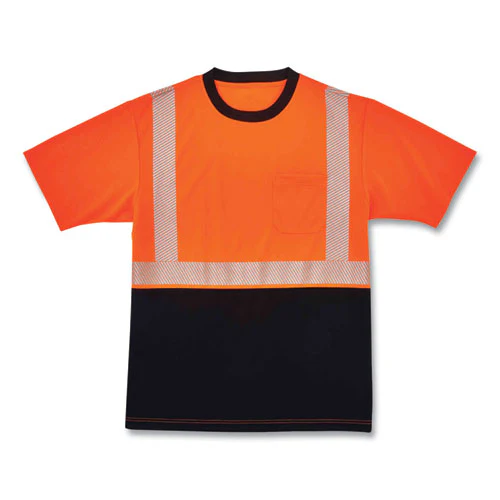 Glowear 8280bk Class 2 Performance T-shirt With Black Bottom, Polyester, 3x-large, Orange, Ships In 1-3 Business Days - Image 1