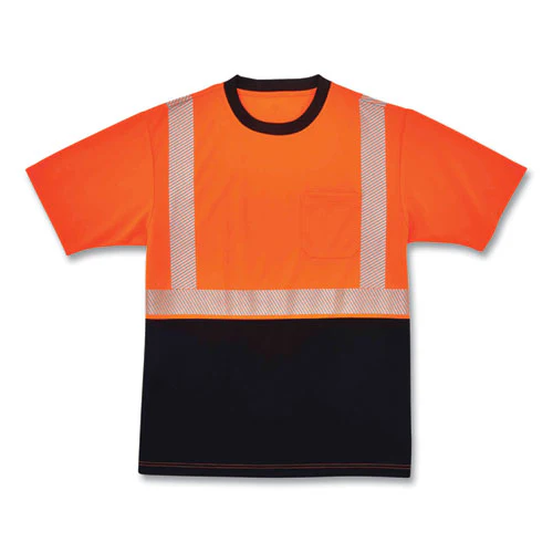 Glowear 8280bk Class 2 Performance T-shirt With Black Bottom, Polyester, 4x-large, Orange, Ships In 1-3 Business Days - Image 1