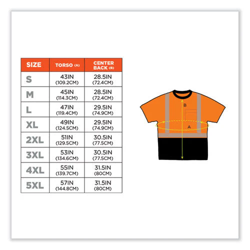 Glowear 8280bk Class 2 Performance T-shirt With Black Bottom, Polyester, 4x-large, Orange, Ships In 1-3 Business Days - Image 3