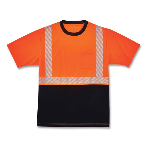 Glowear 8280bk Class 2 Performance T-shirt With Black Bottom, Polyester, 5x-large, Orange, Ships In 1-3 Business Days - Image 1