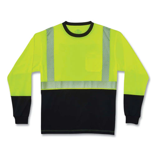Glowear 8281bk Class 2 Long Sleeve Shirt With Black Bottom, Polyester, Medium, Lime, Ships In 1-3 Business Days - Image 1