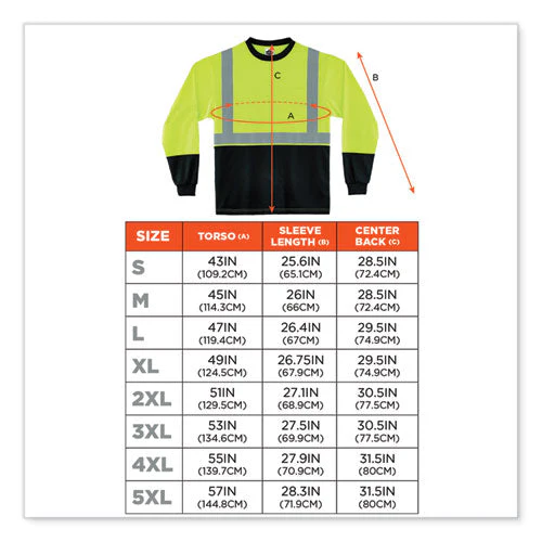 Glowear 8281bk Class 2 Long Sleeve Shirt With Black Bottom, Polyester, Medium, Lime, Ships In 1-3 Business Days - Image 3