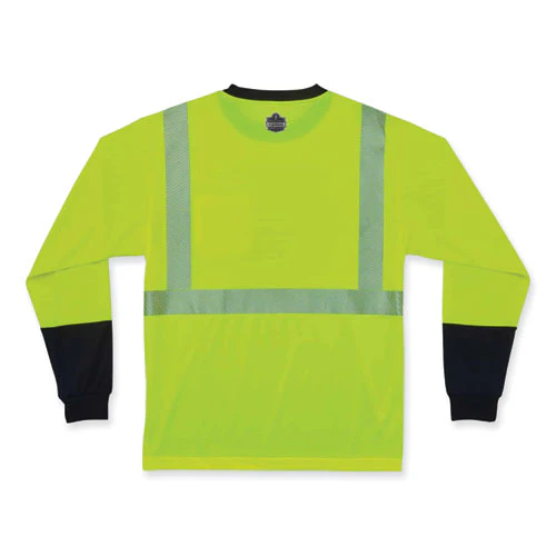 Glowear 8281bk Class 2 Long Sleeve Shirt With Black Bottom, Polyester, Large, Lime, Ships In 1-3 Business Days - Image 2