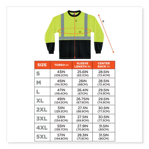 Glowear 8281bk Class 2 Long Sleeve Shirt With Black Bottom, Polyester, Large, Lime, Ships In 1-3 Business Days - Image 3