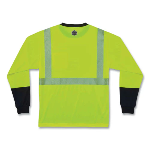 Glowear 8281bk Class 2 Long Sleeve Shirt With Black Bottom, Polyester, X-large, Lime, Ships In 1-3 Business Days - Image 2