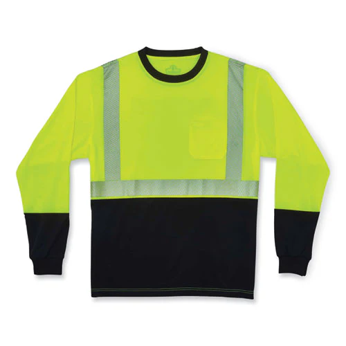 Glowear 8281bk Class 2 Long Sleeve Shirt With Black Bottom, Polyester, 3x-large, Lime, Ships In 1-3 Business Days - Image 1