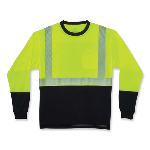 Glowear 8281bk Class 2 Long Sleeve Shirt With Black Bottom, Polyester, 4x-large, Lime, Ships In 1-3 Business Days - Image 1