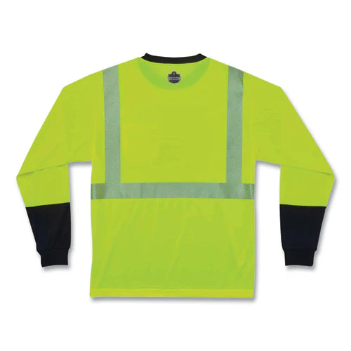 Glowear 8281bk Class 2 Long Sleeve Shirt With Black Bottom, Polyester, 5x-large, Lime, Ships In 1-3 Business Days - Image 3