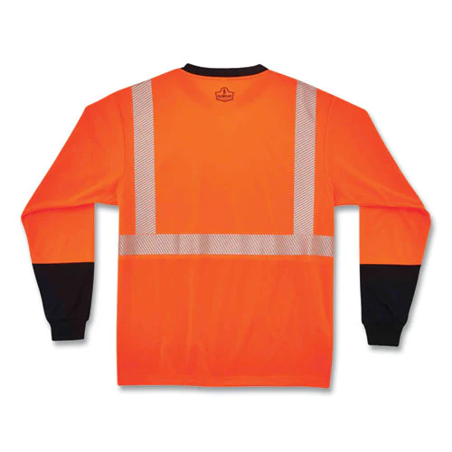 Glowear 8281bk Class 2 Long Sleeve Shirt With Black Bottom, Polyester, Small, Orange, Ships In 1-3 Business Days - Image 2