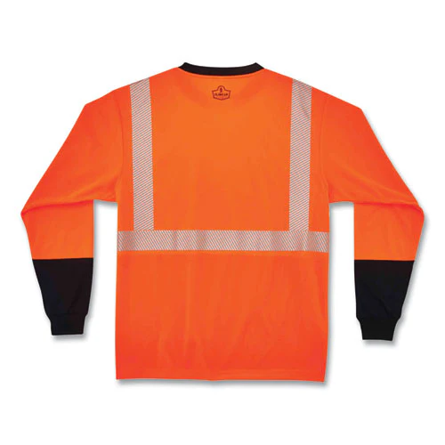 Glowear 8281bk Class 2 Long Sleeve Shirt With Black Bottom, Polyester, Medium, Orange, Ships In 1-3 Business Days - Image 2