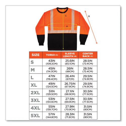 Glowear 8281bk Class 2 Long Sleeve Shirt With Black Bottom, Polyester, X-large, Orange, Ships In 1-3 Business Days - Image 2