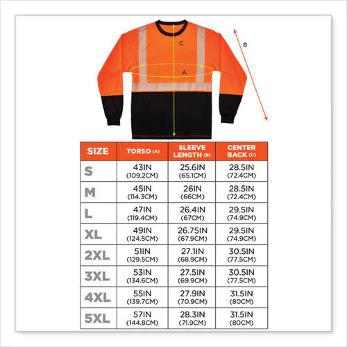 Glowear 8281bk Class 2 Long Sleeve Shirt With Black Bottom, Polyester, 3x-large, Orange, Ships In 1-3 Business Days - Image 3