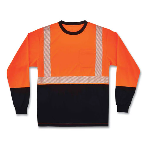 Glowear 8281bk Class 2 Long Sleeve Shirt With Black Bottom, Polyester, 5x-large, Orange, Ships In 1-3 Business Days - Image 1