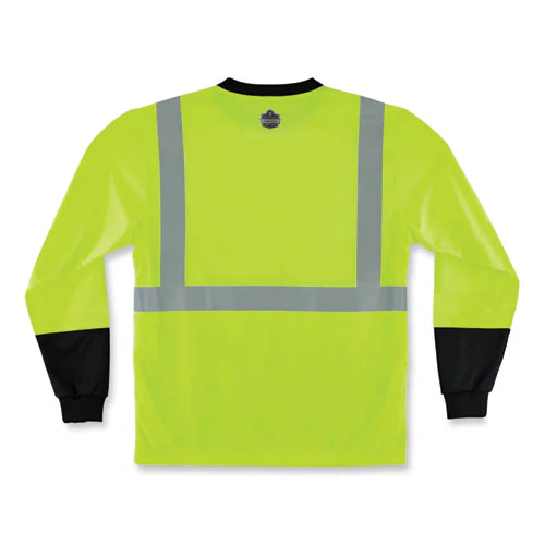 Glowear 8291bk Type R Class 2 Black Front Long Sleeve T-shirt, Polyester, Large, Lime, Ships In 1-3 Business Days - Image 2