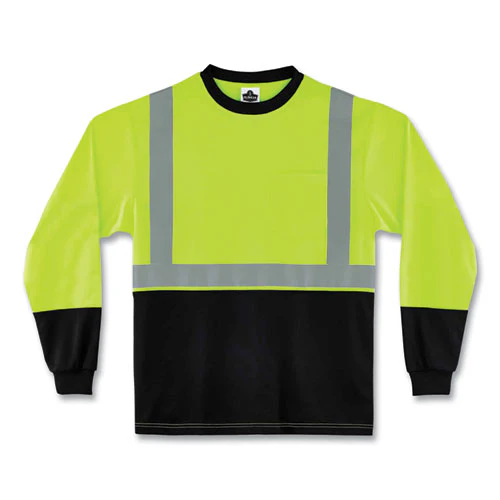 Glowear 8291bk Type R Class 2 Black Front Long Sleeve T-shirt, Polyester, X-large, Lime, Ships In 1-3 Business Days - Image 1