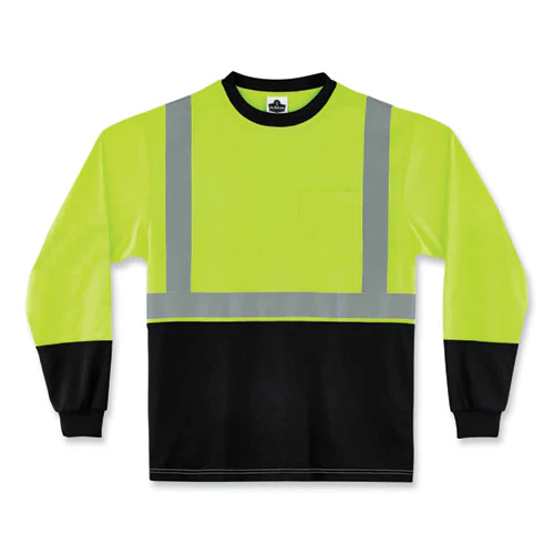 Glowear 8291bk Type R Class 2 Black Front Long Sleeve T-shirt, Polyester, 2x-large, Lime, Ships In 1-3 Business Days - Image 1