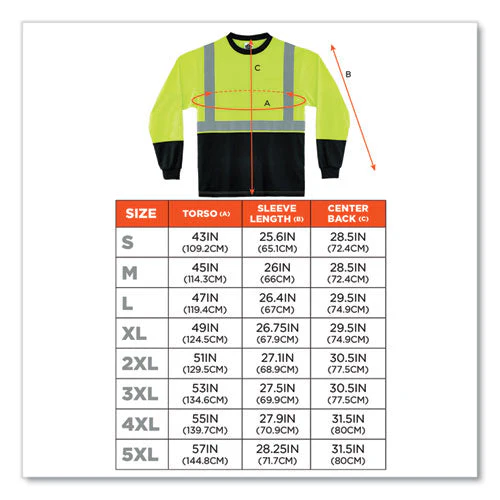 Glowear 8291bk Type R Class 2 Black Front Long Sleeve T-shirt, Polyester, 3x-large, Lime, Ships In 1-3 Business Days - Image 2