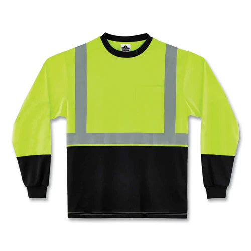 Glowear 8291bk Type R Class 2 Black Front Long Sleeve T-shirt, Polyester, 5x-large, Lime, Ships In 1-3 Business Days - Image 1