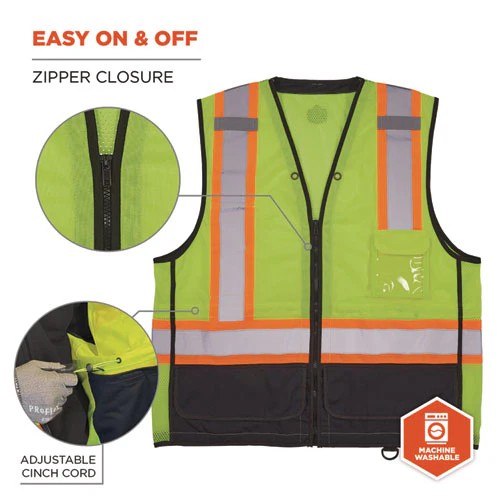 Glowear 8251hdz Class 2 Two-tone Hi-vis Safety Vest, Small To Medium, Lime, Ships In 1-3 Business Days - Image 3