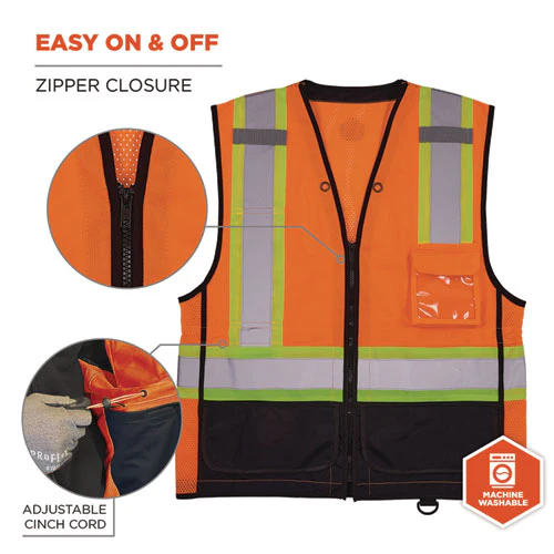 Glowear 8251hdz Class 2 Two-tone Hi-vis Safety Vest, Large To X-large, Orange, Ships In 1-3 Business Days - Image 2
