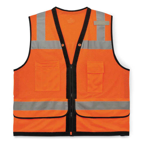 Glowear 8253hdz Class 2 Heavy-duty Mesh Surveyors Vest, Polyester, Small/medium, Orange, Ships In 1-3 Business Days - Image 1