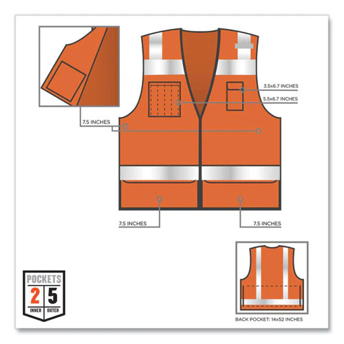 Glowear 8253hdz Class 2 Heavy-duty Mesh Surveyors Vest, Polyester, 2x-large/3x-large, Orange, Ships In 1-3 Business Days - Image 2