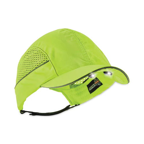 Skullerz 8960 Bump Cap With Led Lighting, Short Brim, Lime Green, Ships In 1-3 Business Days - Image 1