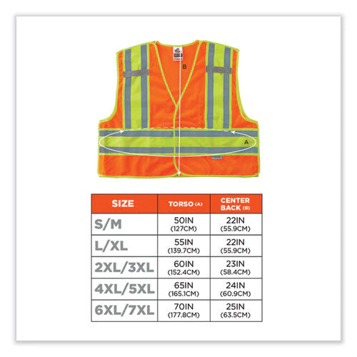 Glowear 8245psv Class 2 Public Safety Vest, Polyester, 2x-large/3x-large, Orange, Ships In 1-3 Business Days - Image 3