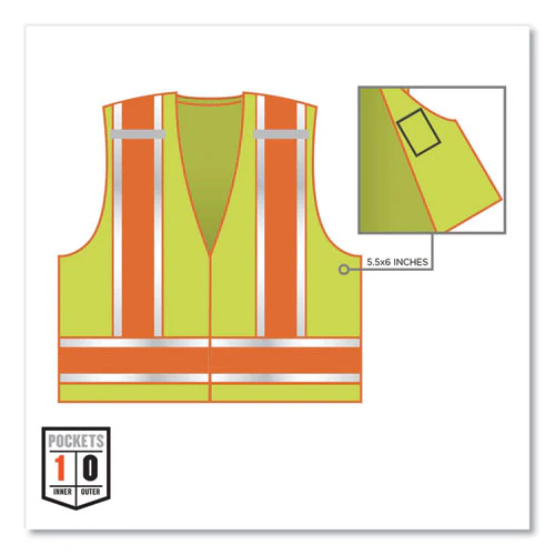 Glowear 8245psv Class 2 Public Safety Vest, Polyester, 4x-large/5x-large, Lime, Ships In 1-3 Business Days - Image 2