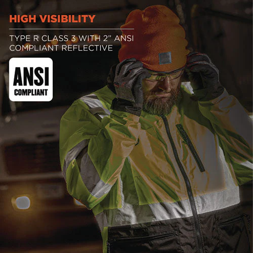 Glowear 8351 Class 3 Hi-vis Windbreaker Water-resistant Jacket, 3x-large, Lime, Ships In 1-3 Business Days - Image 3