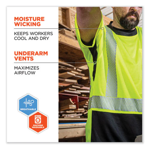 Glowear 8283bk Class 2 Lightweight Performance Hi-vis T-shirt, Polyester, Small, Lime, Ships In 1-3 Business Days - Image 3