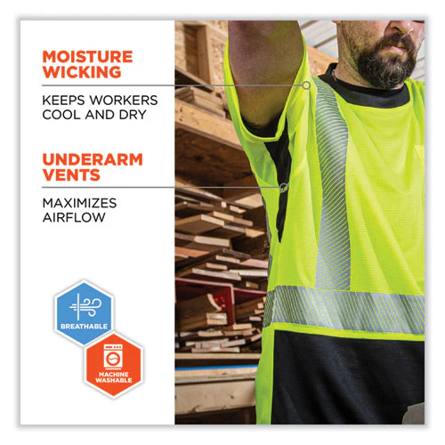 Glowear 8283bk Class 2 Lightweight Performance Hi-vis T-shirt, Polyester, 2x-large, Lime, Ships In 1-3 Business Days - Image 3