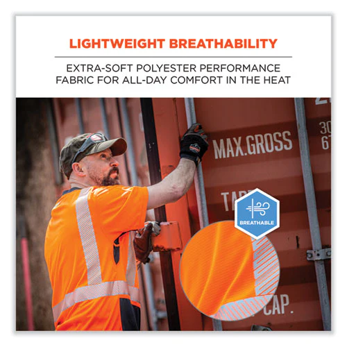 Glowear 8283bk Class 2 Lightweight Performance Hi-vis T-shirt, Polyester, Small, Orange, Ships In 1-3 Business Days - Image 3