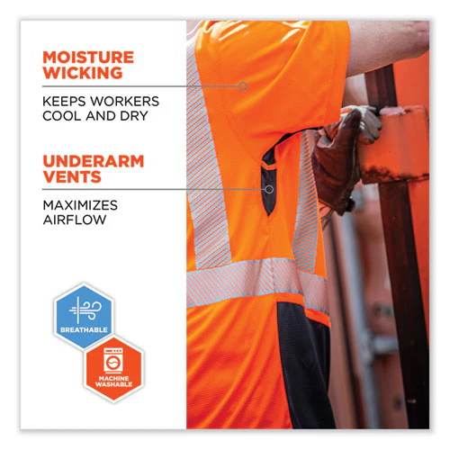 Glowear 8283bk Class 2 Lightweight Performance Hi-vis T-shirt, Polyester, 3x-large, Orange, Ships In 1-3 Business Days - Image 2