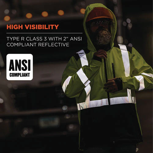 Glowear 8353 Class 3 Hi-vis Softshell Water-resistant Jacket, Small, Lime, Ships In 1-3 Business Days - Image 2