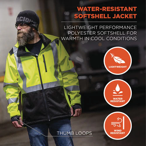 Glowear 8353 Class 3 Hi-vis Softshell Water-resistant Jacket, Large, Lime, Ships In 1-3 Business Days - Image 2