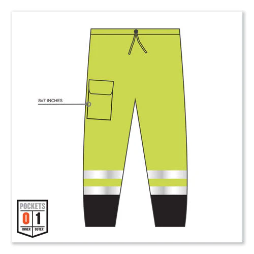 Glowear 8910bk Class E Hi-vis Pants With Black Bottom, Polyester, Large/x-large, Lime, Ships In 1-3 Business Days - Image 3