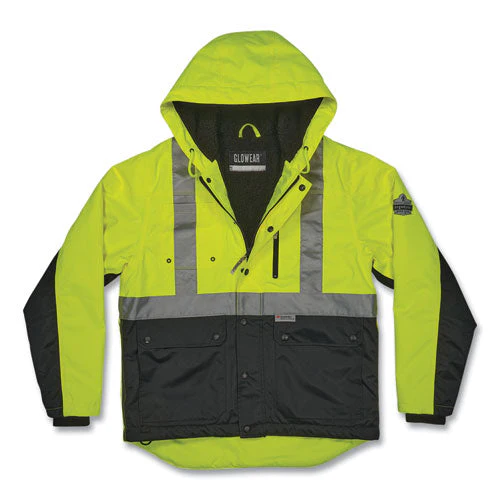 Glowear 8275 Class 2 Heavy-duty Hi-vis Workwear Sherpa Lined Jacket, Medium, Lime, Ships In 1-3 Business Days - Image 1