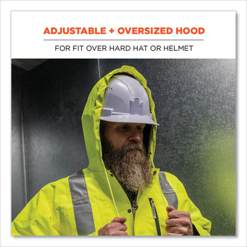 Glowear 8275 Class 2 Heavy-duty Hi-vis Workwear Sherpa Lined Jacket, Medium, Lime, Ships In 1-3 Business Days - Image 3