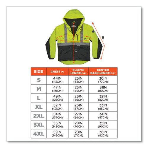 Glowear 8275 Class 2 Heavy-duty Hi-vis Workwear Sherpa Lined Jacket, X-large, Lime, Ships In 1-3 Business Days - Image 3