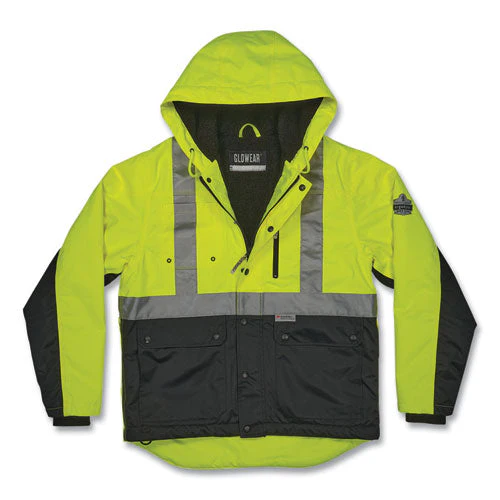 Glowear 8275 Class 2 Heavy-duty Hi-vis Workwear Sherpa Jacket, 4x-large, Lime, Ships In 1-3 Business Days - Image 1