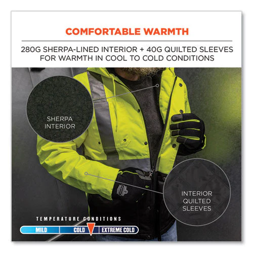 Glowear 8275 Class 2 Heavy-duty Hi-vis Workwear Sherpa Jacket, 4x-large, Lime, Ships In 1-3 Business Days - Image 3
