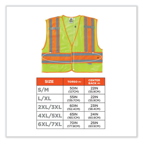 Glowear 8245psv Class 2 Public Safety Vest, Polyester, 6x-large/7x-large, Lime, Ships In 1-3 Business Days - Image 1