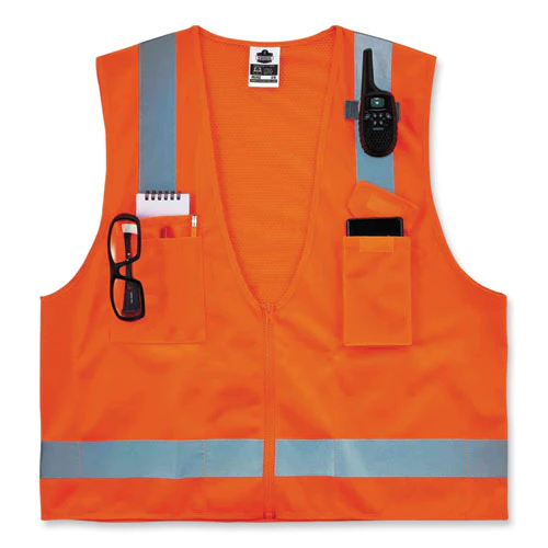 Glowear 8249z Class 2 Economy Surveyors Zipper Vest, Polyester, X-small, Orange, Ships In 1-3 Business Days - Image 3