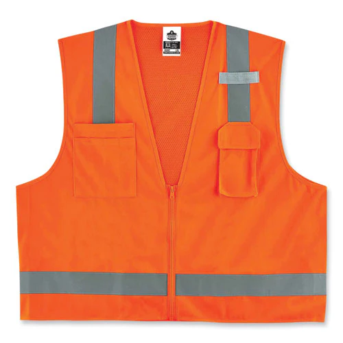 Glowear 8249z Class 2 Economy Surveyors Zipper Vest, Polyester, Small/medium, Orange, Ships In 1-3 Business Days - Image 1