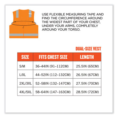Glowear 8249z Class 2 Economy Surveyors Zipper Vest, Polyester, 2x-large/3x-large, Orange, Ships In 1-3 Business Days - Image 3